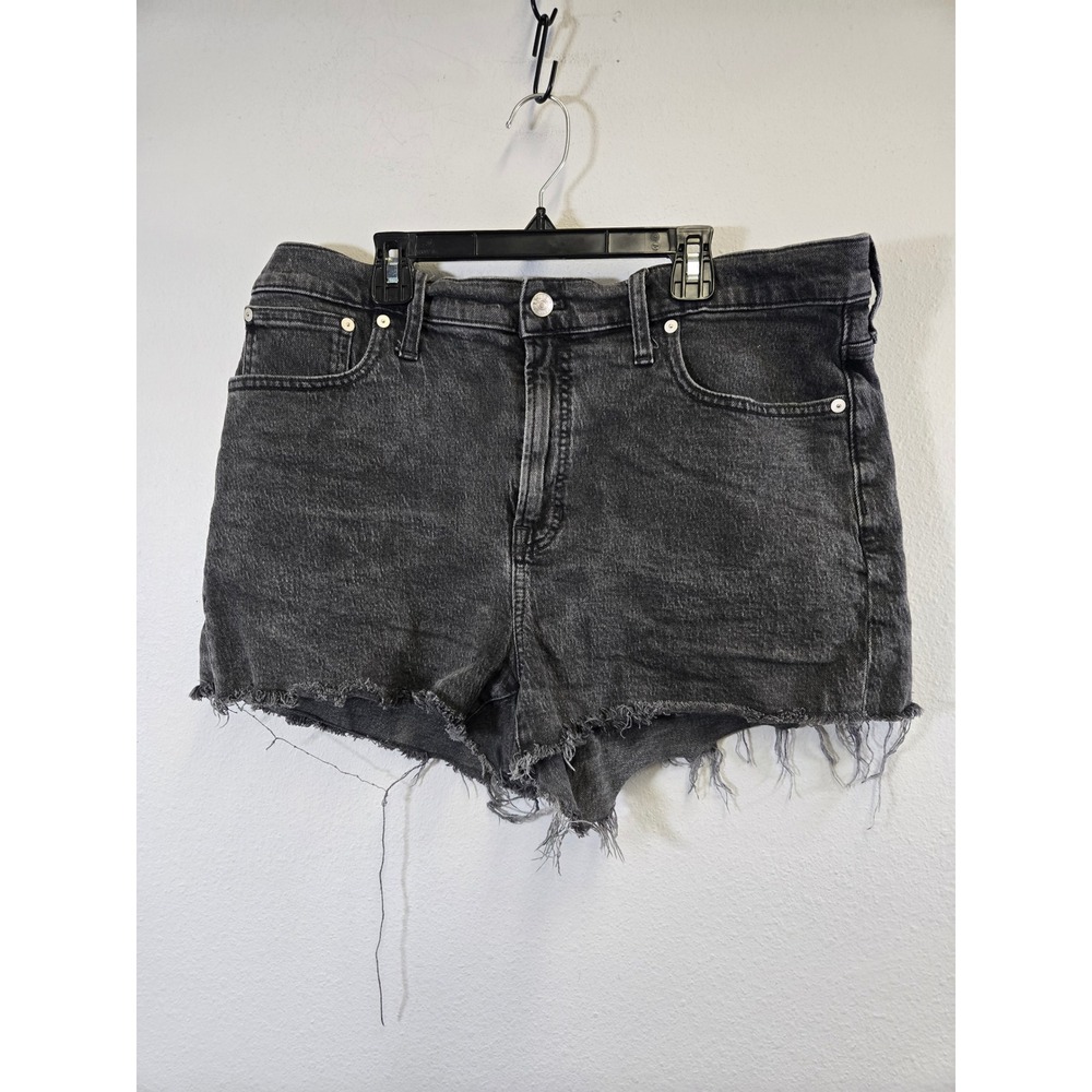 Madewell Denim The Perfect Jean Short Frayed Raw Hem Black Wash 32